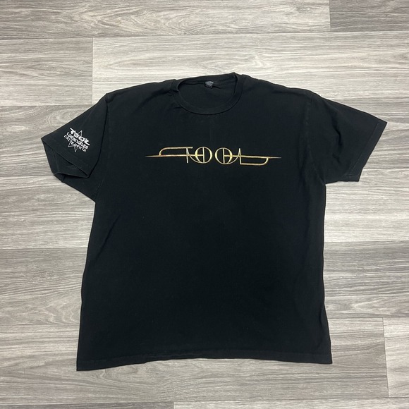 Y2K Tool Band Tee Shirt Men L Black Gold Faded Numetal Rock Tour Los Angeles CA - Picture 1 of 9